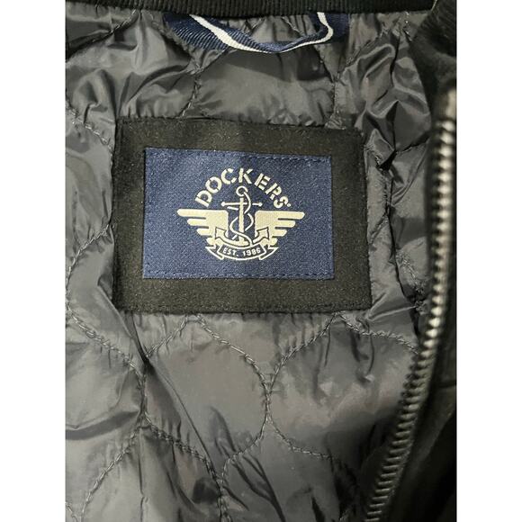 Dockers Peacoat Jacket Black Faux Mock Double Layer Zipper Wool Blend New XL - Picture 4 of 12